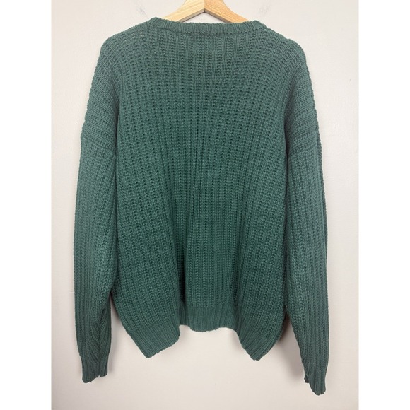 Vintage Gap Chunky Knit Green Sweater Fisherman Pullover Heritage Preppy Ivy LG - Picture 2 of 7